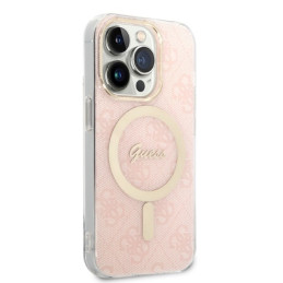 „Guess 4G Print MagSafe“ dėklas ir įkroviklio rinkinys, skirtas „iPhone 14 Pro Max 6.7“ – rožinis