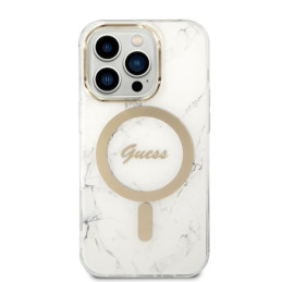 „Guess Marble MagSafe“ dėklas ir įkroviklio rinkinys, skirtas „iPhone 14 Pro Max 6.7“ – baltas