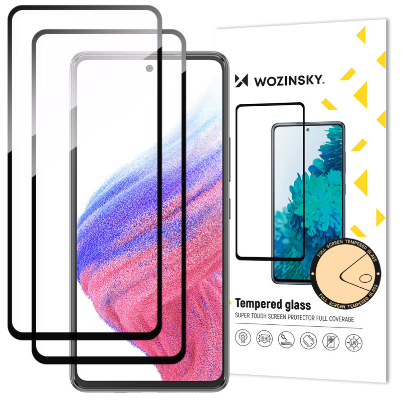 Wozinsky 2x Full Glue grūdinto stiklo grūdintas stiklas Samsung Galaxy A54 5G 9H viso ekrano su juodu rėmeliu