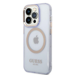 „Guess“ auksinis permatomas „MagSafe“ dėklas, skirtas „iPhone 14 Pro Max 6.7“ – violetinis