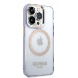 „Guess“ auksinis permatomas „MagSafe“ dėklas, skirtas „iPhone 14 Pro Max 6.7“ – violetinis