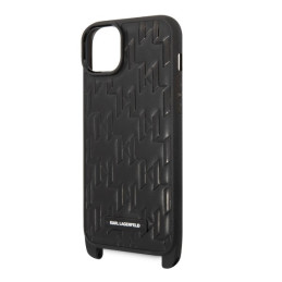 Karl Lagerfeld monogramos plaketės logotipo dirželis iPhone 14 Plus dėklas – juodas
