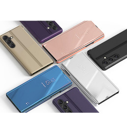 „Clear View“ dėklas „Samsung Galaxy A54 5G“ su atverčiamu dangteliu, mėlynas