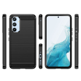 Lankstus silikoninis anglies pluošto dėklas, skirtas „Samsung Galaxy A54 5G“, juodas.