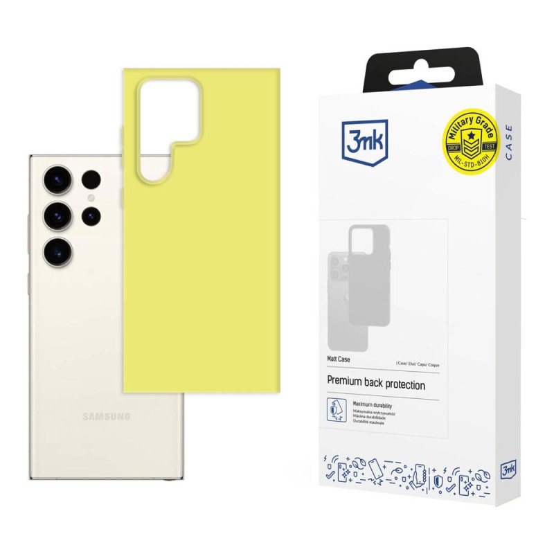 3mk matinis dėklas, skirtas „Samsung Galaxy S23 Ultra“ – geltonas
