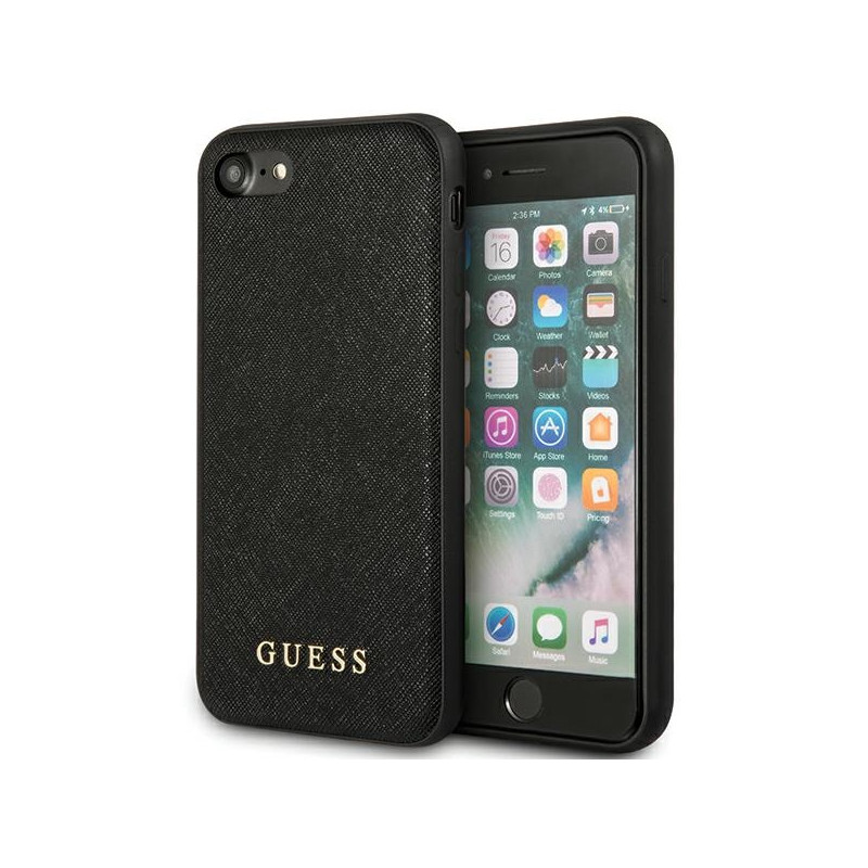 „Guess Saffiano Stripe“ dėklas, skirtas iPhone 7 / 8 / SE 2020 / SE 2022 - juodas