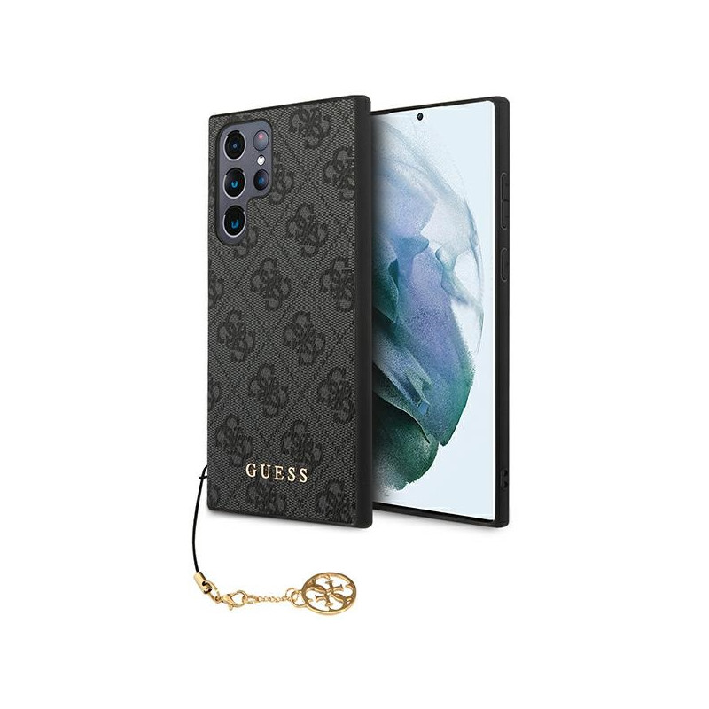 „Guess 4G Charms Collection“ dėklas, skirtas „Samsung Galaxy S23 Ultra“ – pilkas