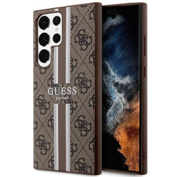 „Guess 4G“ spausdintų juostelių dėklas, skirtas „Samsung Galaxy S23 Ultra“ – rudas