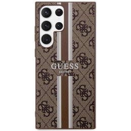 „Guess 4G“ spausdintų juostelių dėklas, skirtas „Samsung Galaxy S23 Ultra“ – rudas