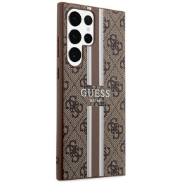 „Guess 4G“ spausdintų juostelių dėklas, skirtas „Samsung Galaxy S23 Ultra“ – rudas