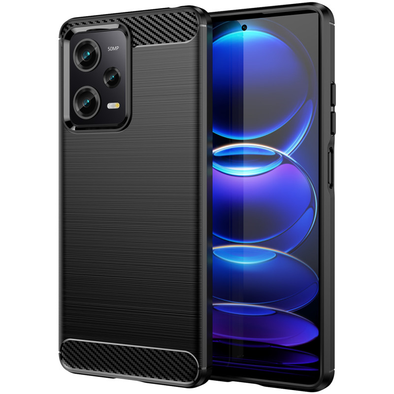 Xiaomi Poco X5 Pro 5G silikoninis dėklas, juodas, su anglies pluošto rankenėlėmis