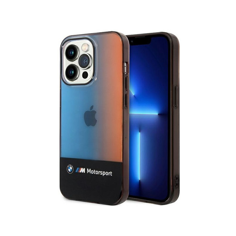 BMW pusiau trispalvis iPhone 14 Pro dėklas – juodas