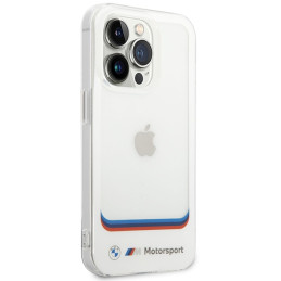 BMW permatomas centrinis dėklas, skirtas „iPhone 14 Pro Max 6.7“ – baltas