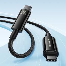USB C - USB C laidas 480Mb/ s 240W 3m Baseus Tungsten Gold CAWJ040101 - Juodas