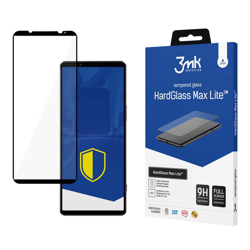 „Sony Xperia 1 V“ skirtas „Glass 9H 3mk HardGlass Max Lite™“ apsauginis stikliukas