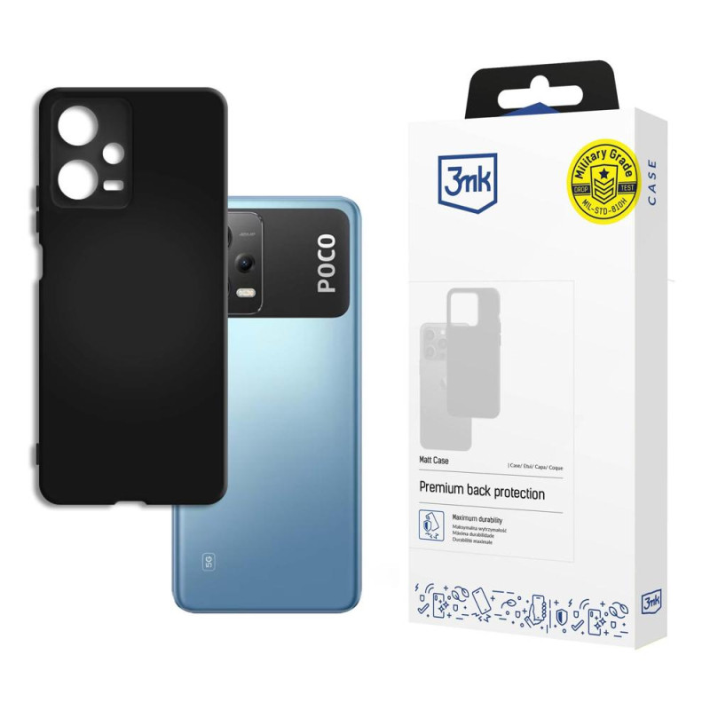 3mk matinis dėklas, skirtas „Poco X5 5G“ – juodas