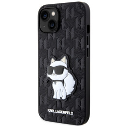 Karl Lagerfeld Saffiano Monogram Choupette iPhone 14 Plus dėklas – juodas