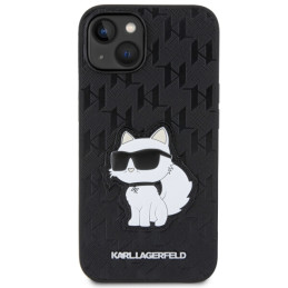 Karl Lagerfeld Saffiano Monogram Choupette iPhone 14 Plus dėklas – juodas