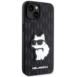 Karl Lagerfeld Saffiano Monogram Choupette iPhone 14 Plus dėklas – juodas