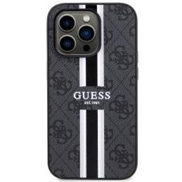„Guess 4G“ spausdintų juostelių „MagSafe“ dėklas, skirtas „iPhone 14 Pro Max“ – juodas
