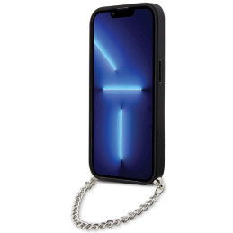 Karl Lagerfeld Saffiano monograminis grandinėlės formos dėklas, skirtas iPhone 14 Pro Max – juodas