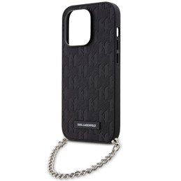 Karl Lagerfeld Saffiano monograminis grandinėlės formos dėklas, skirtas iPhone 14 Pro Max – juodas