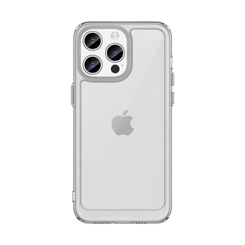 „iPhone 15 Pro Outer Space“ sustiprintas dėklas su lanksčiu rėmeliu – skaidrus