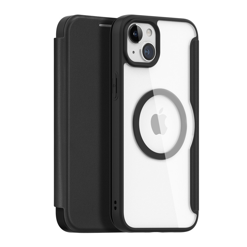 „Dux Ducis Skin X Pro iPhone 15“ dėklas su „MagSafe“ ir atverčiamu dėklu – juodas