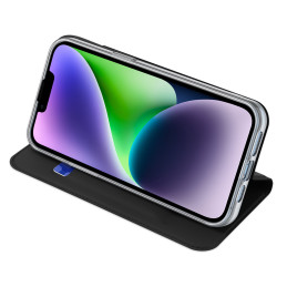 „Dux Ducis Skin Pro“ atverčiamas „iPhone 15“ dėklas su pinigine – juodas