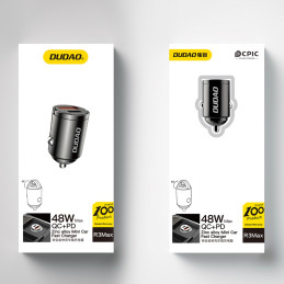 Dudao R3MAX 48W QC PD mini automobilinis įkroviklis - juodas