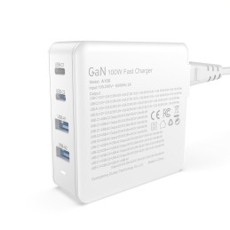 „Dudao A100EU“ 100 W „GaN“ greitasis įkroviklis, 2 x USB-C / 2 x USB – baltas