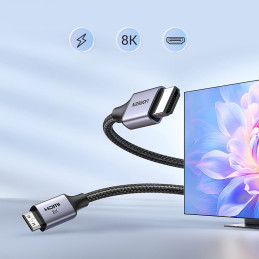 Ugreen HD163 15515 mini HDMI / HDMI 2.1 8K 2 m kabelis – pilkas
