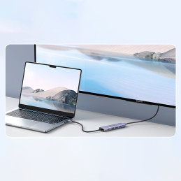 Daugiafunkcinis šakotuvas 5in1 USB-C - HDMI 1.4 / 3 x USB-A / USB-C PD 100W Ugreen CM511 - pilkas