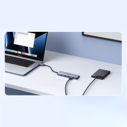 Daugiafunkcinis šakotuvas 5in1 USB-C - HDMI 1.4 / 3 x USB-A / USB-C PD 100W Ugreen CM511 - pilkas