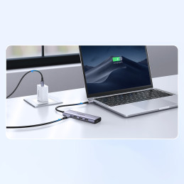 Daugiafunkcinis šakotuvas 5in1 USB-C - HDMI 1.4 / 3 x USB-A / USB-C PD 100W Ugreen CM511 - pilkas