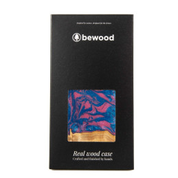 „Bewood“ unikalus „Vegas“ medžio ir dervos dėklas „iPhone 14“ – rožinis ir mėlynas
