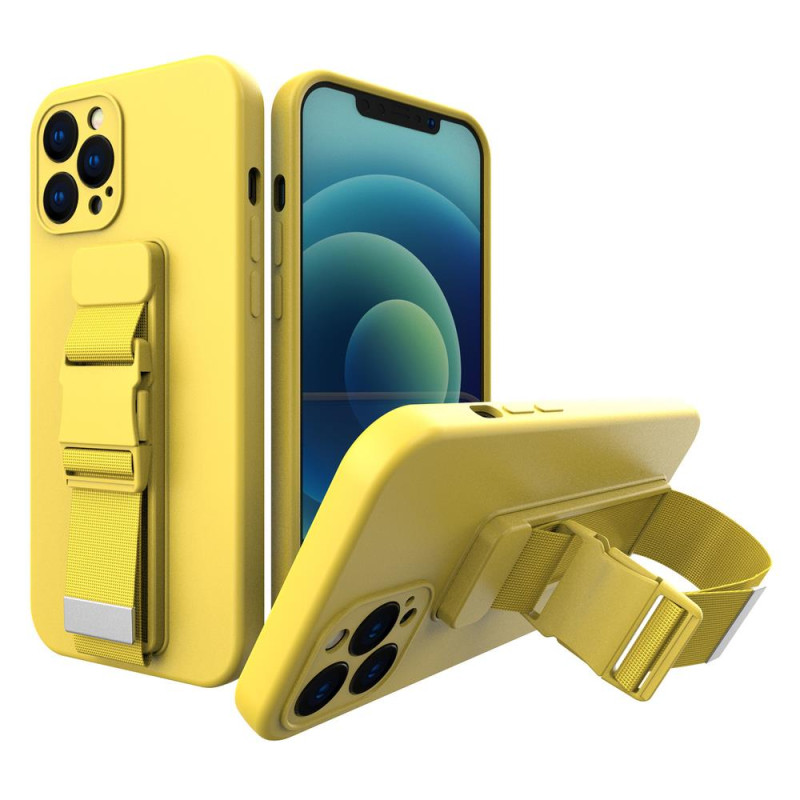 Virvės dėklas gelio dėklas su dirželiu grandinės rankinės diržas Samsung Galaxy S21 Ultra 5G geltonas