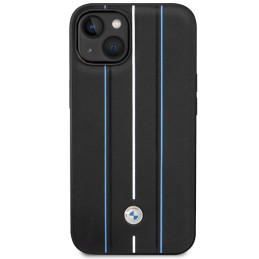 BMW odinis iPhone 14 dėklas su mėlynomis linijomis – juodas
