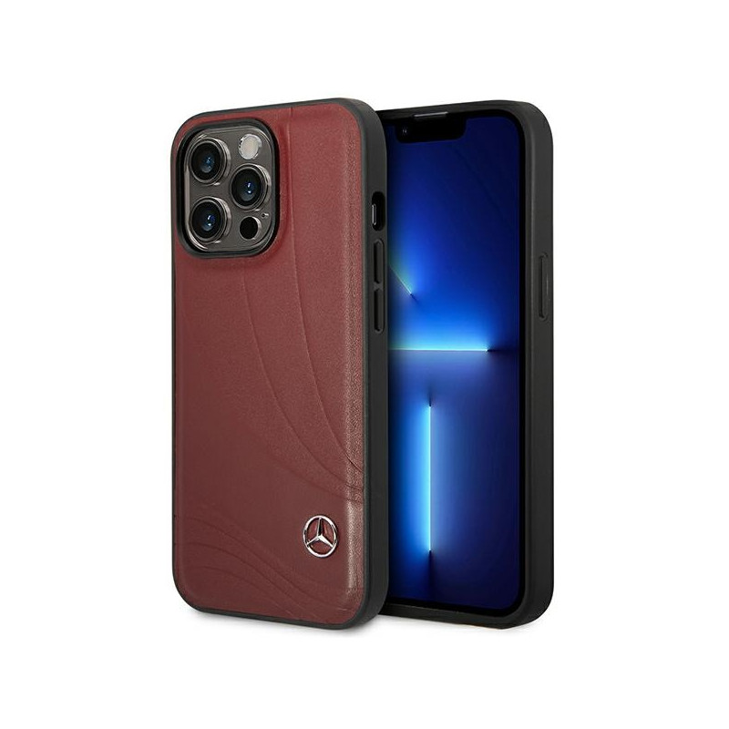 „Mercedes“ odinis bangų rašto „iPhone 14 Pro“ dėklas – raudonas