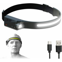 LED priekinis žibintas su judesio jutikliu IPX4 USB-C 1200mAh - juodas