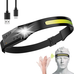 LED priekinis žibintas su judesio jutikliu IPX4 USB-C 1200mAh - juodas