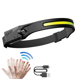 LED priekinis žibintas su judesio jutikliu IPX4 USB-C 1200mAh - juodas