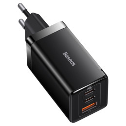 Greitas GaN tinklo įkroviklis 2xUSB C 1xUSB 65W Baseus GaN5 Pro + USB C - USB C 100W laidas - juodas