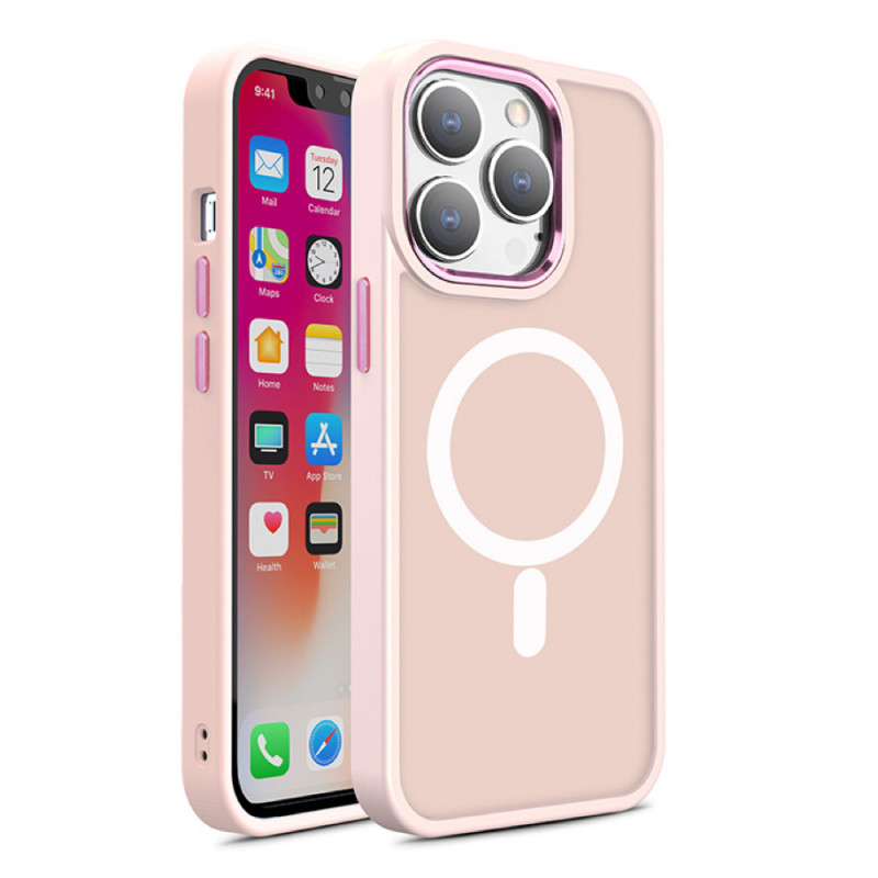 Magnetinis dėklas su „MagSafe“ matiniu spalvotu dėklu, skirtas „iPhone 15 Pro“ – rožinis