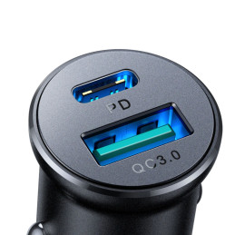„Joyroom JR-CCN05“ 30 W USB-A USB-C mini automobilinis įkroviklis – juodas