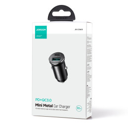 „Joyroom JR-CCN05“ 30 W USB-A USB-C mini automobilinis įkroviklis – juodas