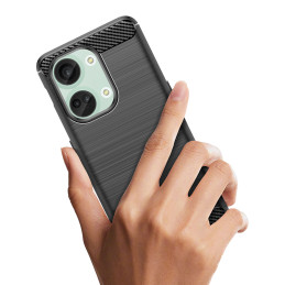 Anglies pluošto silikoninis dėklas, skirtas „OnePlus Ace 2V“ / „OnePlus Nord 3“ – juodas