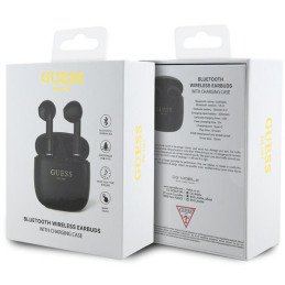 „Bluetooth“ ausinės „Guess Classic EST Logo TWS“ + įkrovimo stotelė – juodos