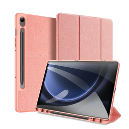 „Dux Ducis Domo“ PU odinis dėklas su stovu, skirtas „Samsung Tab S9 FE+“ – rožinis