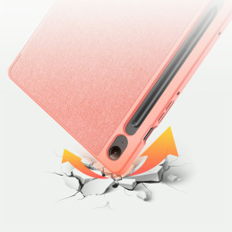 „Dux Ducis Domo“ PU odinis dėklas su stovu, skirtas „Samsung Tab S9 FE+“ – rožinis